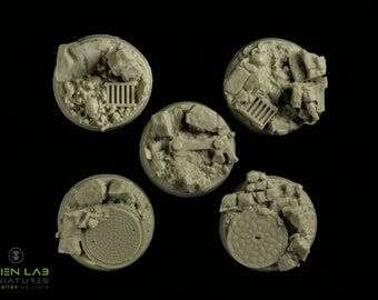Urban rubble 25mm bases - Resin Round for Tabletop & dungeon and dragons, Wargaming Terrain, Board Game Accessories, Board Game Accessories