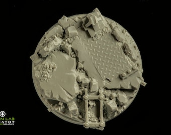 Resin Round Base 80mm – Urban Rubble Scenic Base for Tabletop Wargames & RPG Dioramas
