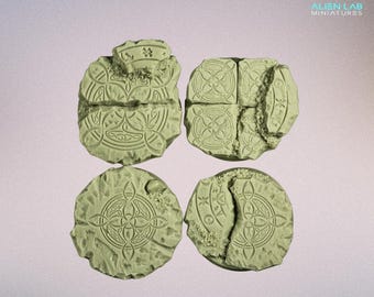 Ancient Temple Bases: 32mm Resin Round Wargaming Terrain