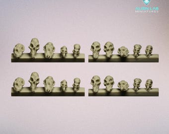 Resin Beast Skulls Set 28-32mm – Tabletop Terrain Bits for Wargaming, RPG, Dioramas