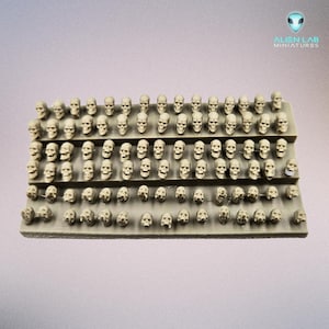 90 Miniature Human Skulls Resin Set for Tabletop Gaming Dioramas Wargames Terrain Conversion Bits Sci Fi and Fantasy Miniatures