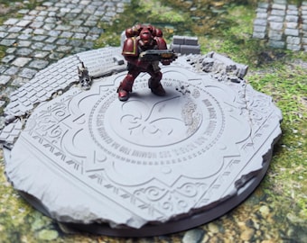 Temple Round Base 130mm | Resin Scenic Base for 28mm and 32mm Wargames | RPG Diorama Terrain | DnD Tabletop Miniature Base | Battle Base