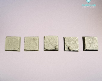 Ancient Pattern 20mm Square Miniature Bases: RPG Terrain Resin Kit