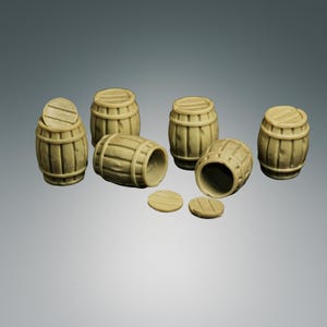 Resin Holzfässer – RPG Terrain & Dungeon Scatter Scenery 28–32 mm