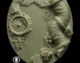 Resin Base 120mm – Urban Rubble Scenic Base for Tabletop Wargames & RPG Dioramas