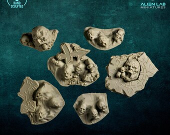 Hellscape Skull Basing Bits – Grimdark Resin Base Decor for 28mm Miniatures