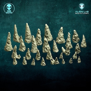 Grottstalagmitterrängset – Dungeon Scatter för 28–32 mm RPG och krigsspel