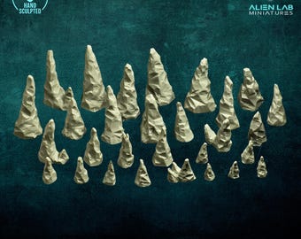 Cave Stalagmites Terrain Set – Dungeon Scatter für 28–32 mm RPG & Wargaming