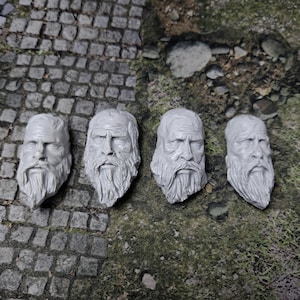 Ancient Fallen Statue Heads for 28mm Fantasy Terrain & Dioramas | Grimdark RPG Basing Kit | Resin Scenery Bits for Tabletop Skirmish Games