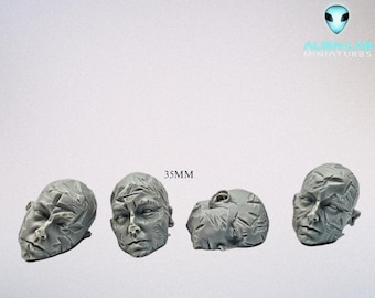 Crumbling Stone Heads Terrain Set: 28mm Wargame Basing Kit