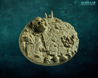 100mm Hell Round Resin Base – Cracked Ground Scenic Terrain for Tabletop Wargames & Miniatures