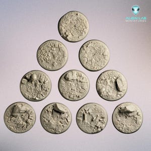 25mm Wasteland Resin Bases for Miniatures – Round Scenic Bases for RPG, Tabletop Skirmish Games & 28mm Wargaming Terrain