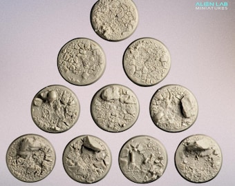 25mm Wasteland Resin Bases for Miniatures – Round Scenic Bases for RPG, Tabletop Skirmish Games & 28mm Wargaming Terrain