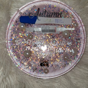 Premium Custom Epoxy Resin Pregnancy Keepsake - Personalized Baby Ultrasound, Birth Info & Color Options - Unique Baby Memory Gift