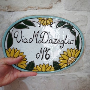 Plate away. House name. Street license plate. Address. Personalization. Ceramic. Handmade. Single piece. Handcrafted