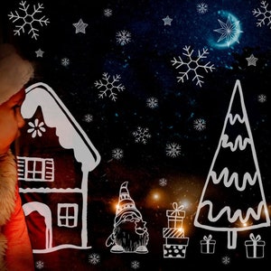 Template Window Picture Chalk Window Picture Chalky Markers Christmas Decoration Christmas Christmas Tree Dwarf Gnome House Stars Window Pictures ch25