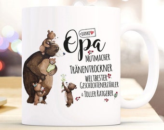 Cup mug with saying thank you world's best grandpa courage maker & bear grandpa bear bear children grandchildren children motif coffee mug gift ts1086