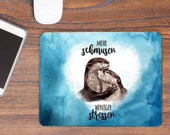 Mousepad mouse pad mouse pad otter couple blue saying cuddle more less stress mouse pad mouse pads animal mp77