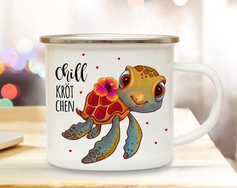 Tazza Smaltata Pescatore Con Scritta 'Molte Persone Fanno Le Vacanze... La Pesca Più Cool' | 300 Ml | Stampa Fronte/Retro