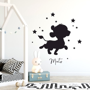Wall sticker lion lions with desired name children&#39;s room decoration M2475