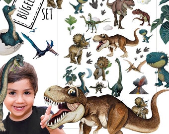 Bügelbilder Dinosaurier Brachiosaurus Dinos Dino Set versch Größen Applikation Shirt Taschen Bügelbild Bügelmotiv Patch Aufbügelbilder bb239