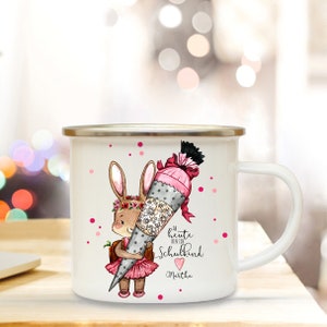 Enamel mug school enrollment bunny desired name eb202