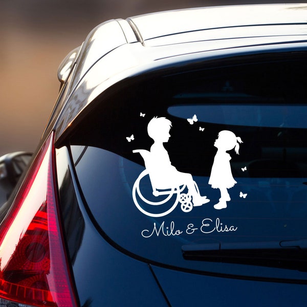 Auto Aufkleber Heckscheibe Name Kinder Mädchen Junge Rollstuhlfahrer Rolli Kids M2461