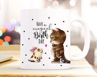 Gift Cup Cat & Pig Birthday ts681