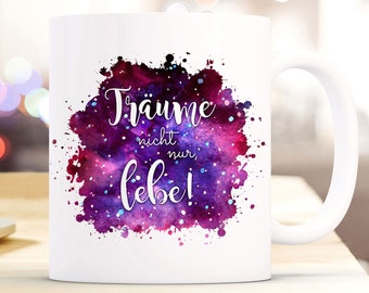 Cup mug coffee cup stars space & saying "Don't just dream, live!" Gift ts899