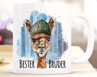 Cup mug lama with hat & saying children's cup drinking cup best brother ts865