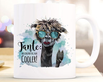 Tasse Becher Lama & Spruch Tante wie Mutter nur cooler Kaffeebecher Geschenk Spruchbecher ts870