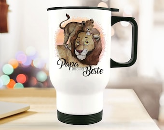 Thermo mug insulated mug printed with lion motif & saying Dad you are the best thermal drinking mug tb190