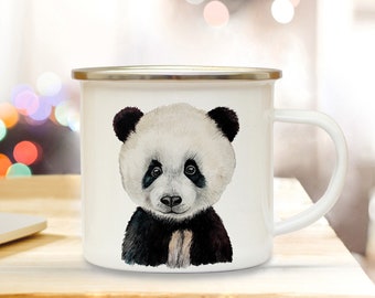 Enamel mug camping mug with panda baby panda bear eb221