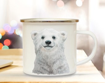 Enamel mug camping mug with baby polar bear eb222