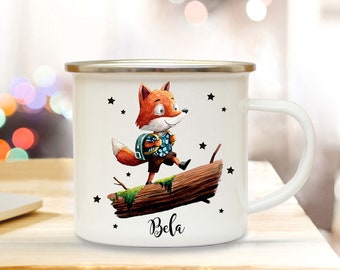 Emaillebecher Fuchs Campingbecher mit Name Wunschname Kinderbecher eb248