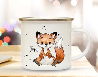 Emaillebecher Fuchs Campingbecher mit Name Wunschname Kinderbecher eb251