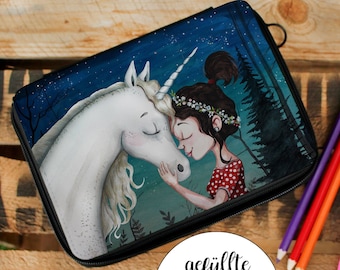 Trousse remplie Licorne avec filles rentrée scolaire trousse à crayons individuelle & nom nom de votre choix fm220