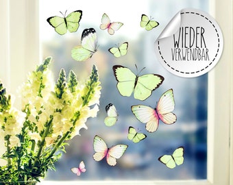 Fensterbild Schmetterlinge mintgrün wiederverwendbar Fensterdeko Fensterbilder Frühling Frühlingsdeko Deko Dekoration bf56