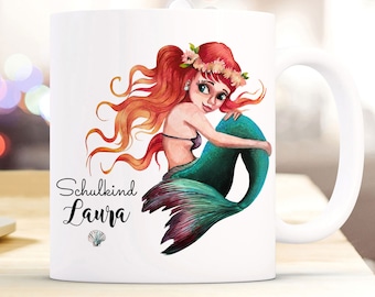 Tasse Becher Einschulung Meerjungfrau mermaid Schulkind zur Einschulung Namen ts1043