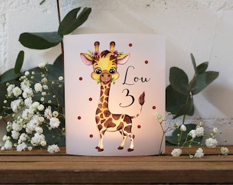 Tealight covers set of 2 or 4 for tealights light cover giraffe + desired name age te133