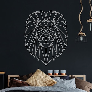 Wandtattoo geometrischer Löwe polygonaler Stil Wanddeko für Flur, Schlafzimmer oder Wohnzimmer M2431