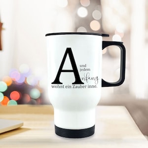 Taza térmica con aislamiento, letra A y texto "Hay magia al principio", taza térmica para beber impresa individualmente, tb145