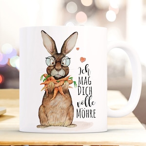 Tasse Becher Ich mag dich volle Möhre mit Hase Kaffeebecher Geschenk  Liebe Freundschaft ts1121
