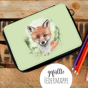 Filled pencil case fox school start pencil case individual pencil case & name desired name fm203