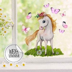 Window picture horse standing butterflies reusable window decoration window pictures spring spring decoration decoration bf54