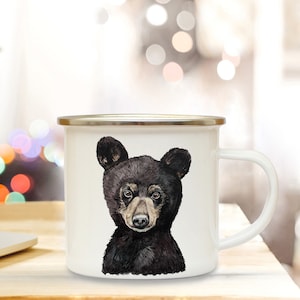 Enamel Mug Camping Mug with Baby Bear Brown Bear eb226