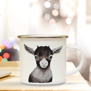 Tasse en émail tasse de camping bébé chèvre enfant eb228 image 1