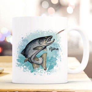 Tasse Becher Meerforelle Lachsforelle Fisch mit Name Wunschname Kaffeebecher Geschenk Spruchbecher ts964