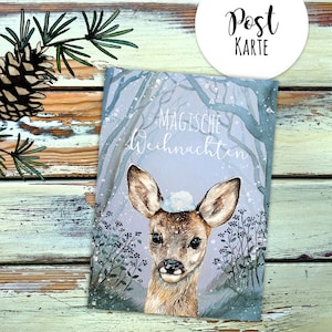 Carte postale carte de Noël cerf voeux de Noël "Noël magique" carte postale renard Joyeux Noël carte de voeux pk228