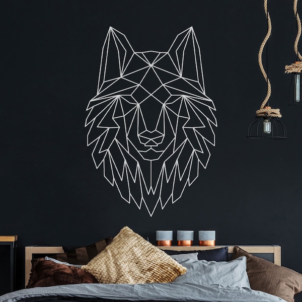 Wandtattoo geometrischer Wolf polygonaler Stil Wanddeko für Flur, Schlafzimmer oder Wohnzimmer M2430